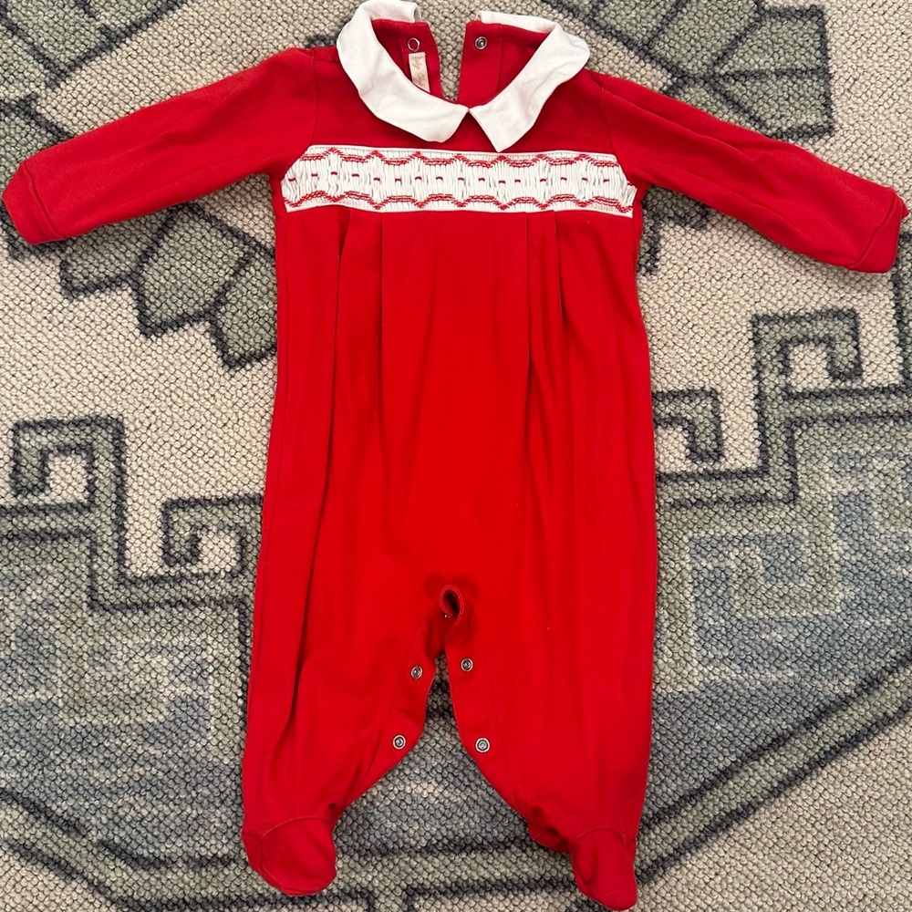 EUC - Baby Club Chic - smocked footie romper